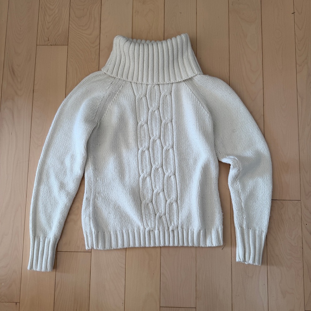 Ann Taylor Loft Cream Knit Turtleneck Sweater
